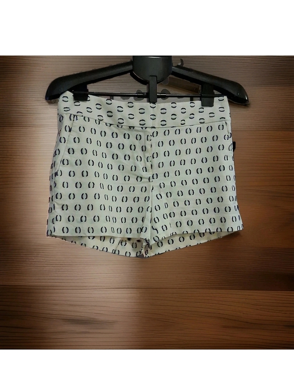 LOFT White Shorts with Black Geometric Print